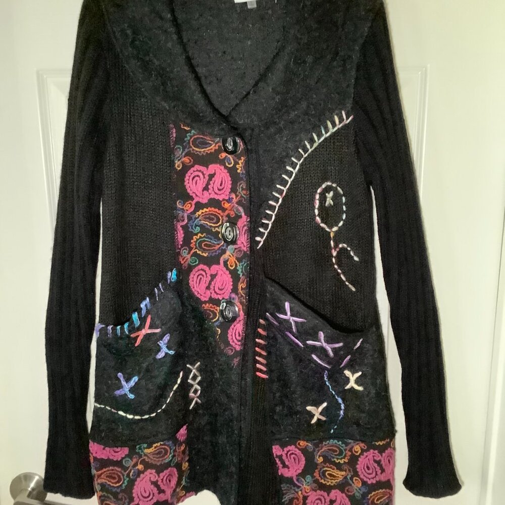 Sioni Boho Patchwork Cardigan Jacket Embroidered … - image 5